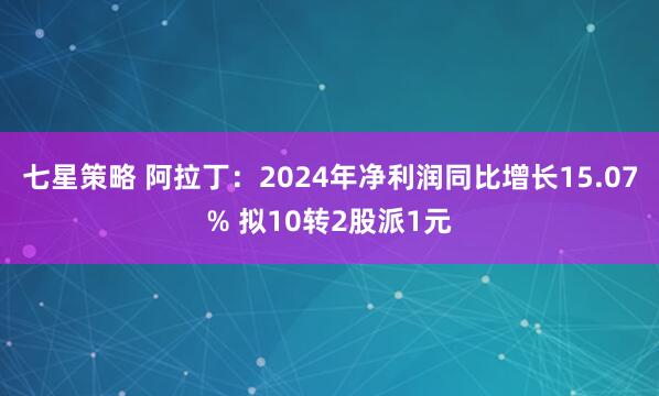 七星策略 阿拉丁：2024年净利润同比增长15.07% 拟10转2股派1元