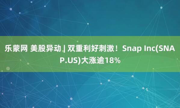 乐蒙网 美股异动 | 双重利好刺激！Snap Inc(SNAP.US)大涨逾18%